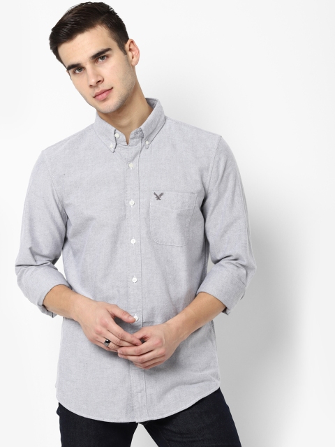 

AMERICAN EAGLE OUTFITTERS Men Grey Classic Solid Casual Shirt