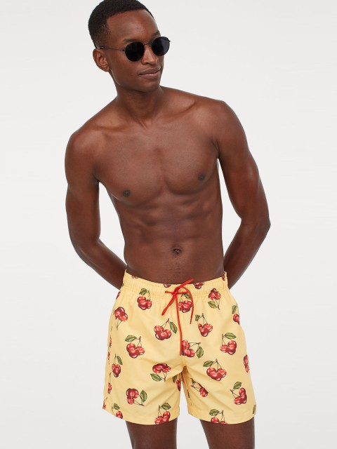 

H&M Men Yellow Printed Regular Fit Swim Shorts