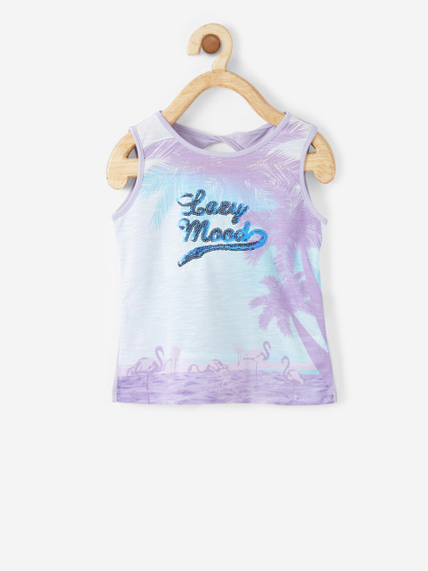 

VITAMINS Girls Lavender & Blue Tropical Print Top