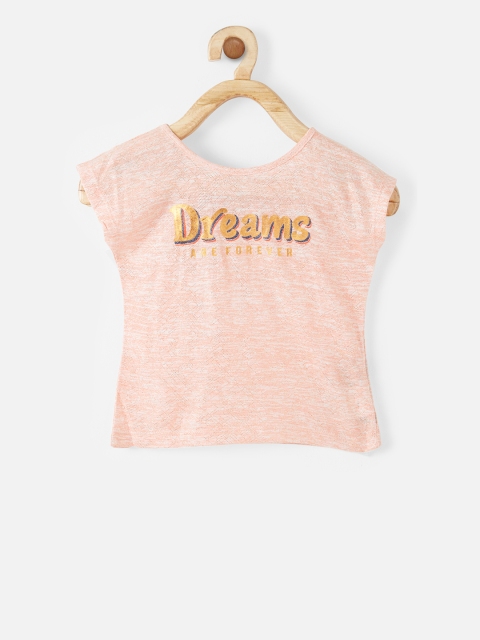 

VITAMINS Girls Peach-Coloured Printed Top