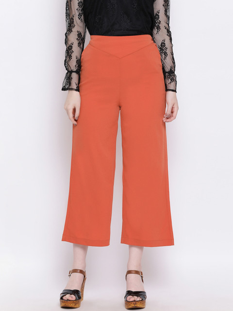 

Oxolloxo Women Orange Regular Fit Solid Culottes