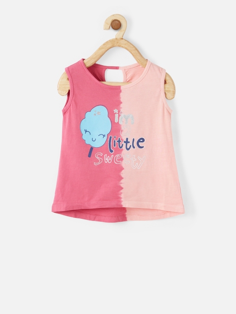 

VITAMINS Girls Pink Printed Pure Cotton Top