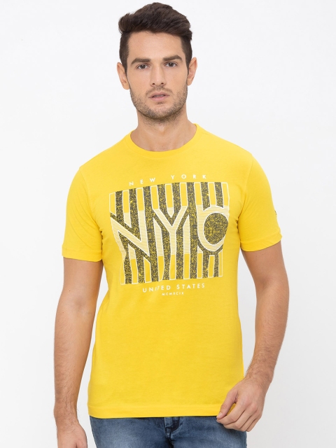 

Globus Men Yellow Printed Round Neck T-shirt