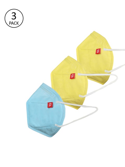 

FROGGY Kids 3 Pcs Solid 3-Ply Anti-Pollution Reusable Cloth Masks, Turquoise blue