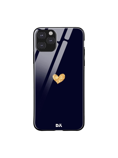 

DailyObjects Navy Blue & Beige Sparkle Heart iPhone 11 Pro Max Glass Case