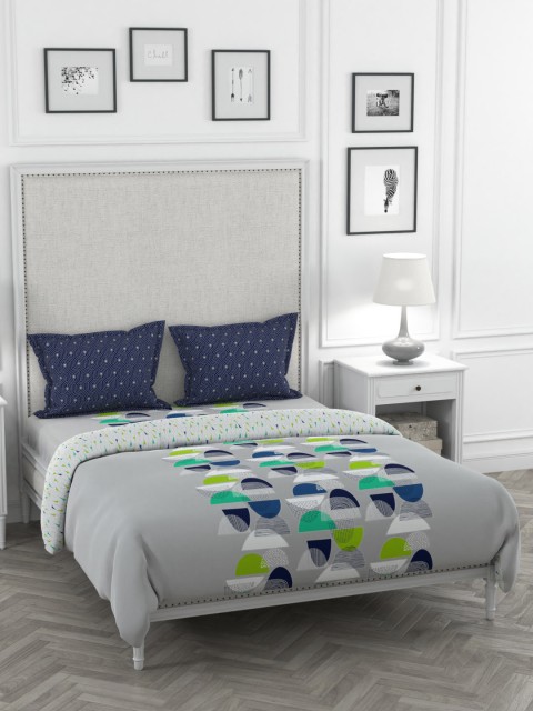

Portico New York Grey & Blue Printed Celebration Queen Biab Bedding Set