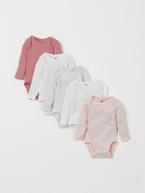 

H&M Unisex Kids Multicoloured 5-Pack Long-Sleeved Bodysuits, Multi