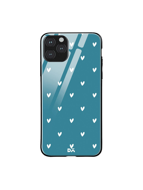 

DailyObjects Teal Blue & White Bundle Heart iPhone 11 Pro Max Glass Cover