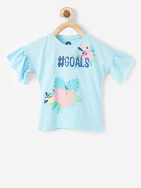 

VITAMINS Girls Blue & Pink Floral Print Top