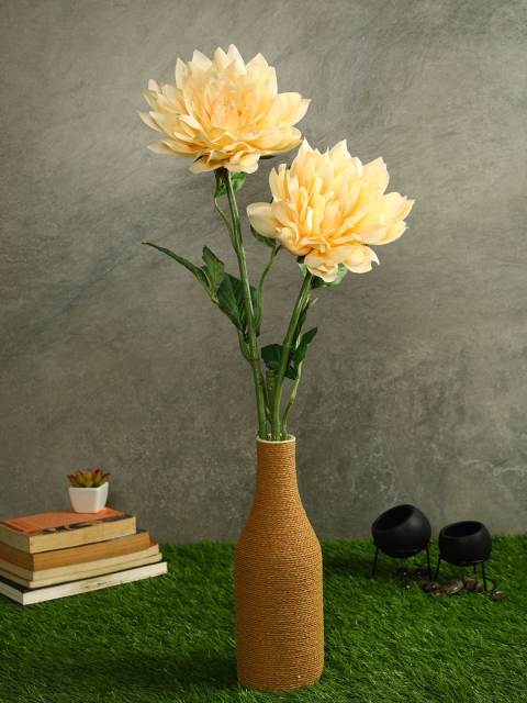 

PolliNation Set Of 2 Peach-Coloured & Green Beautiful Artificial Dahlia Flower Stems