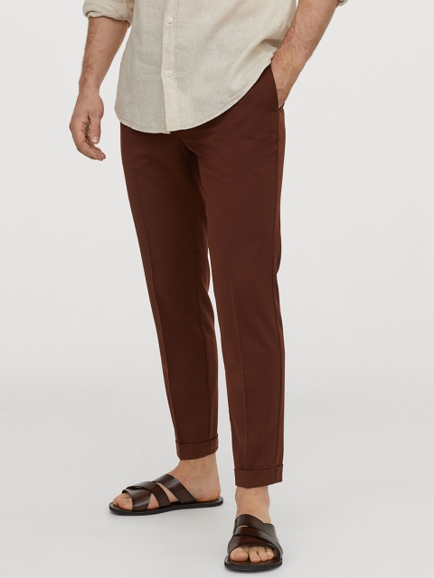 

H&M Men Brown Regular Fit Solid Regular Trousers