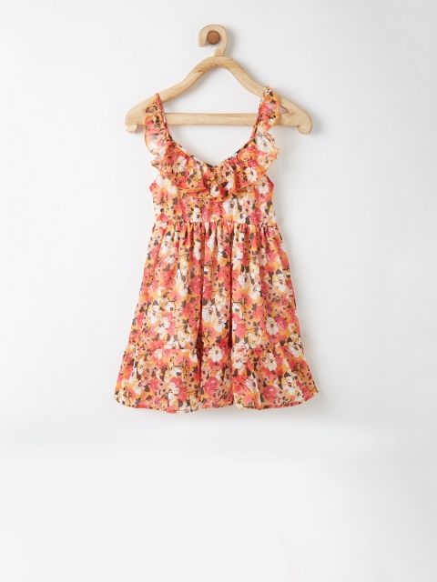 

VITAMINS Girls Multicoloured Floral Print A-Line Shoulder Strap Dress, Multi