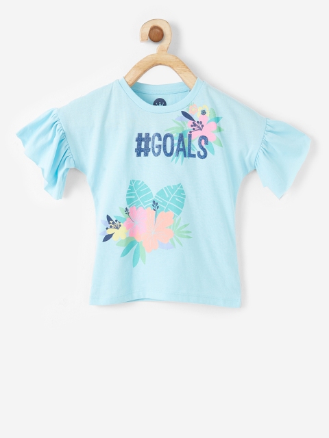 

VITAMINS Girls Blue & Pink Floral Print Top
