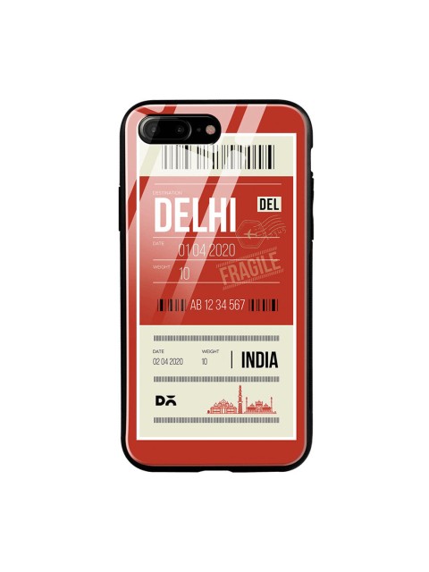 

DailyObjects Blue & Pink Delhi City Tag iPhone 7 Plus Glass Case, Red