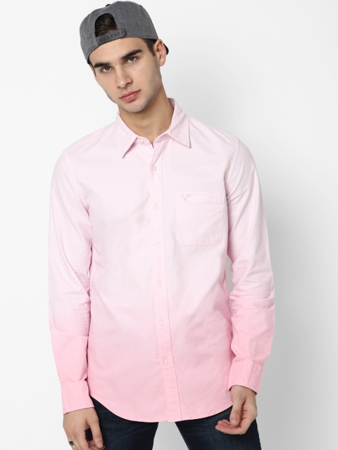 

AMERICAN EAGLE OUTFITTERS Men Light Pink & Baby Pink Ombre Casual Shirt
