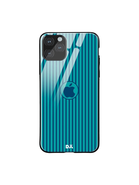 DailyObjects Teal Blue Stripes iPhone 11 Pro Max Glass Case