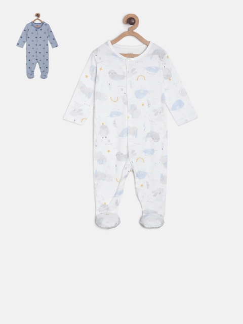 

MINI KLUB Newborn Boys Pack Of 2 Printed Sleepsuits, Blue