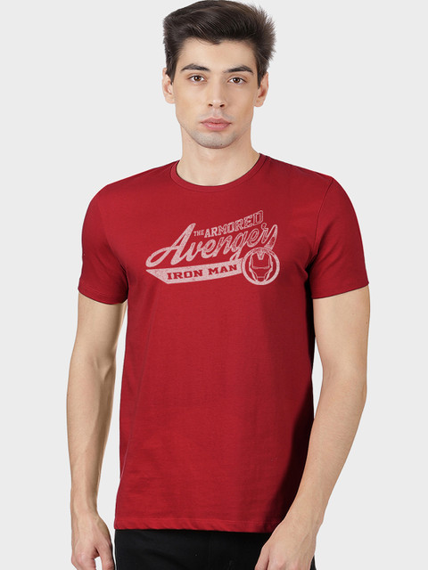 

Free Authority Men Red Avengers Printed Round Neck T-shirt