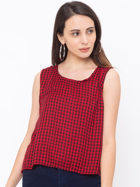 

Globus Women Red & Black Checked Top