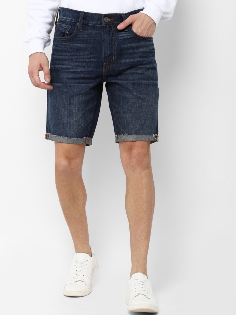 

AMERICAN EAGLE OUTFITTERS Men Blue Washed Regular Fit Denim Shorts