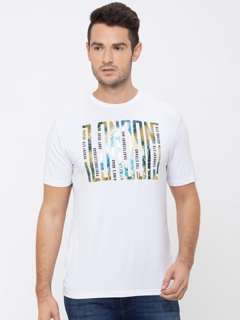 

Globus Men White Printed Round Neck T-shirt