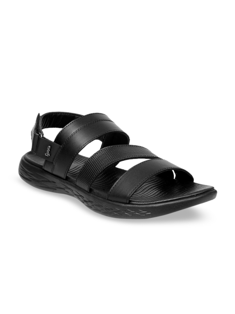 

one8 Select BY VIRAT KOHLI Men Black Leather Comfort Sandals