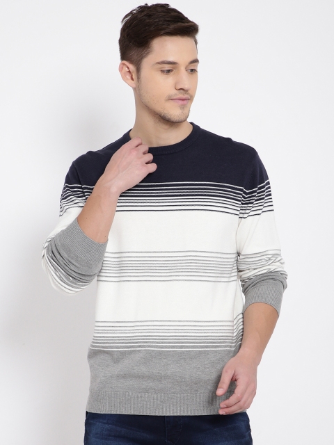 

t-base Men Multicoloured Striped Pullover Sweater, Multi