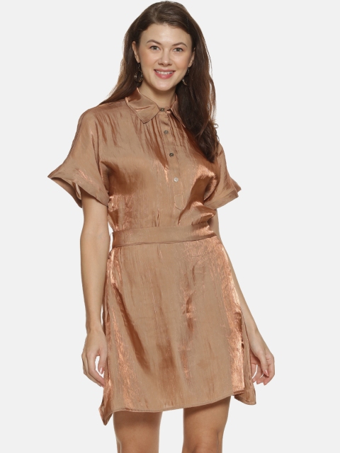 

Campus Sutra Women Brown Solid Fit and Flare Dress
