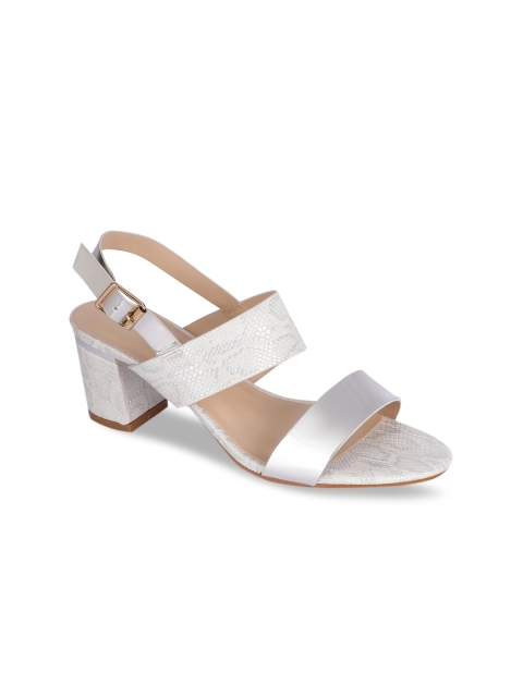 

Sole To Soul Women Silver-Toned & Silver-Toned Solid Sandals