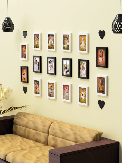 

RANDOM Set Of 14 Black Solid Collage Photo Frames With Heart Plaques