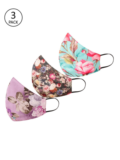 

Tossido Women Multicoloured Pack Of 3 Reusable 3-Ply Cloth Masks, Multi
