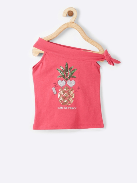 

VITAMINS Girls Pink Embellished Top