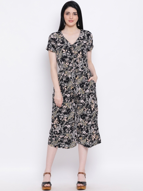 

Oxolloxo Women Black & Cream-Coloured Floral Printed Jumpsuit