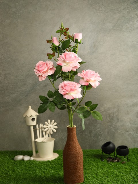 

PolliNation Set Of 2 Pink & Green Stunning Artificial Rose Flower Stems