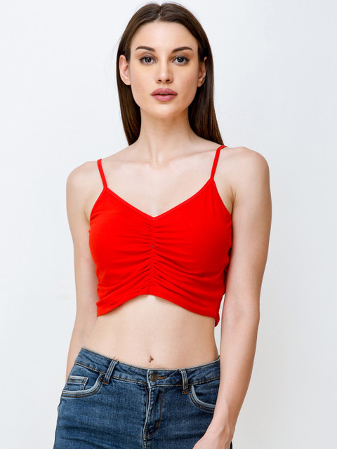 

SCORPIUS Women Red Solid Crop Top