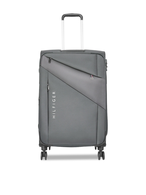 

Tommy Hilfiger Grey Solid Soft-Sided Cabin Trolley Suitcase