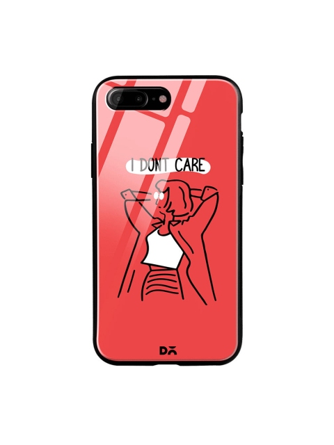 

DailyObjects Red & White I Don't Care iPhone 7 Plus Glass Case