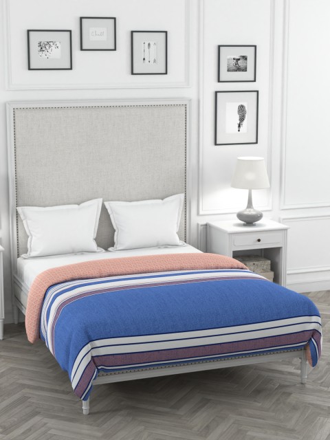 

Portico New York Peach-Coloured & White Striped Mild Winter 120 GSM Double Bed Comforter