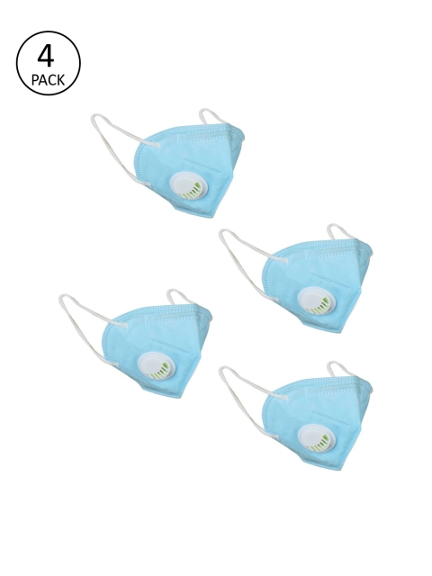 

OOMPH Unisex Blue 4 Pcs 5-Ply Anti-Pollution Reusable Valved Masks