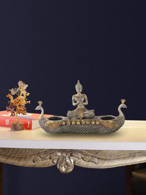 

Living Essence Silver-Toned & Gold-Toned Regal Polyresin Buddha Showpiece