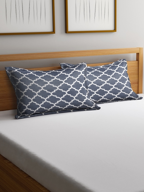 

HOSTA HOMES Set of 2 Blue & White Abstract Printed Pillow Covers