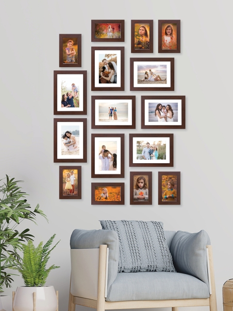 

RANDOM Set Of 16 Brown Solid Synthetic Collage Photo Frames