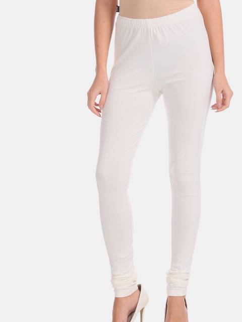 

Karigari Women White Solid Stretchable Churidar