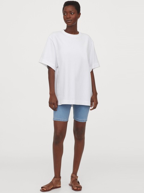 

H&M Women Blue Washed Regular Fit Bermuda Denim Shorts