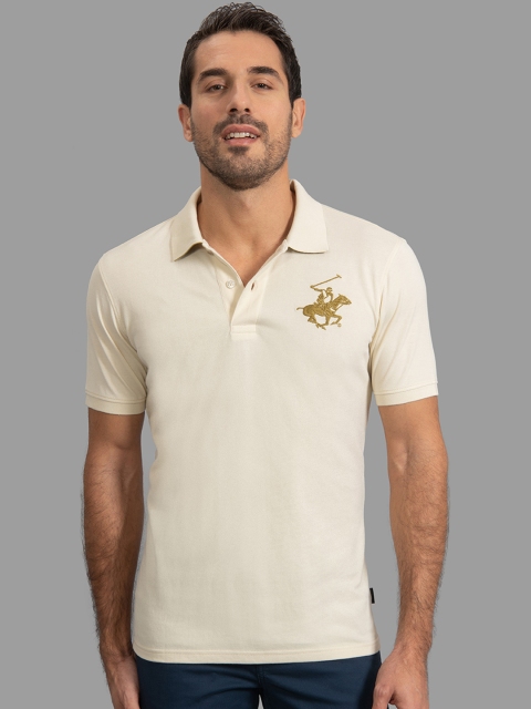 

Beverly Hills Polo Club Men Cream Solid Polo Collar T-shirt
