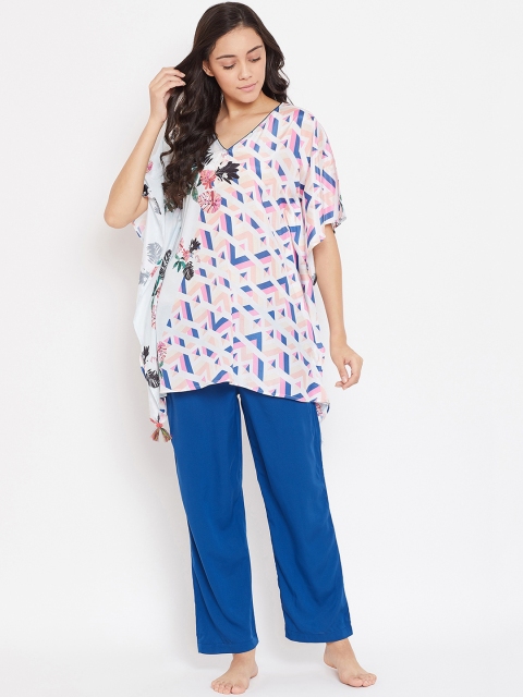 

The Kaftan Company Women Blue & White Printed Night Suit LW_PY_KJAMIES24