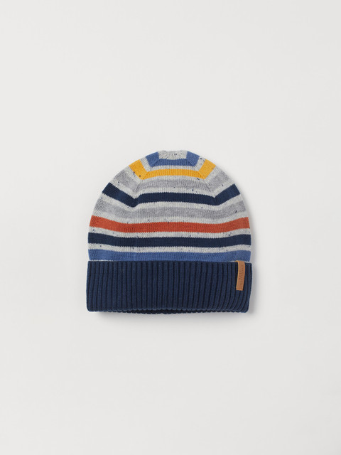 

H&M Boys Multicolored Striped Fine-knit Cotton Beanie, Multi