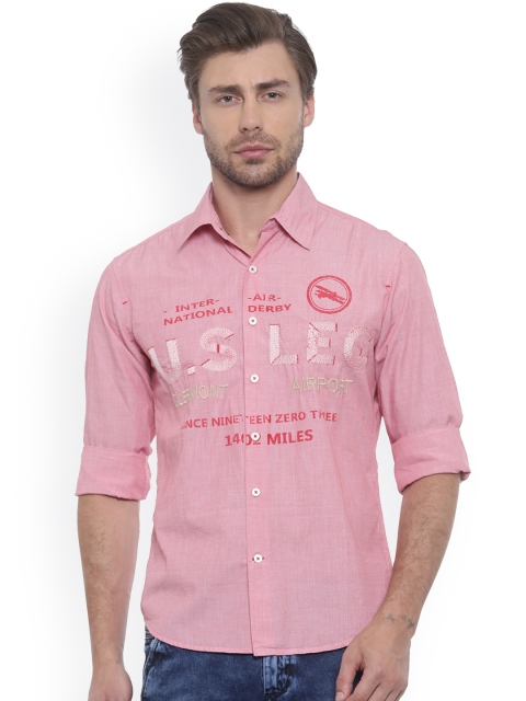 

Flyrs Club Men Pink Smart Slim Fit Printed Casual Shirt