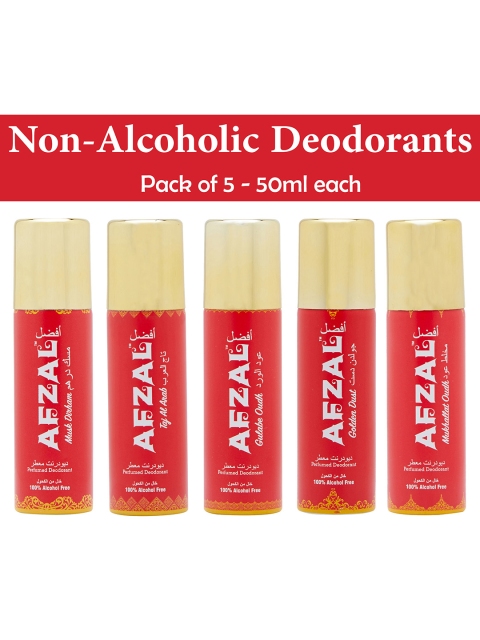 AFZAL Pack of 5 Non-Alcoholic Deodorants - Gulabe Oudh, Red