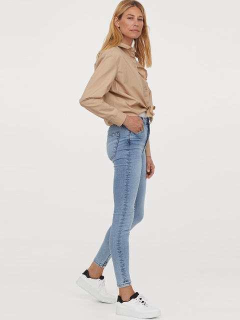 

H&M Women Blue Washed Super Skinny High Ankle Jeans